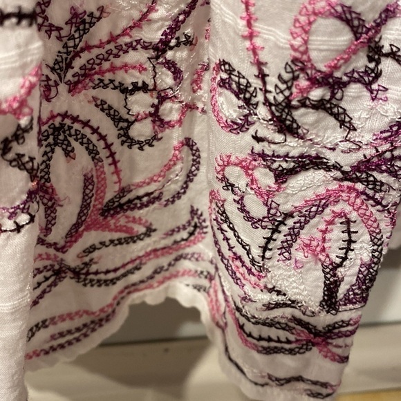 X womens Calvin Klein casual white cap sleeve embroidered regular size top XL - Picture 2 of 5